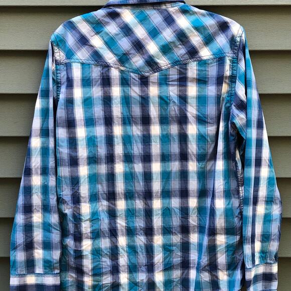 Urban Pipeline Blue Plaid Long Sleeve Button Down Shirt Medium - Picture 2 of 7